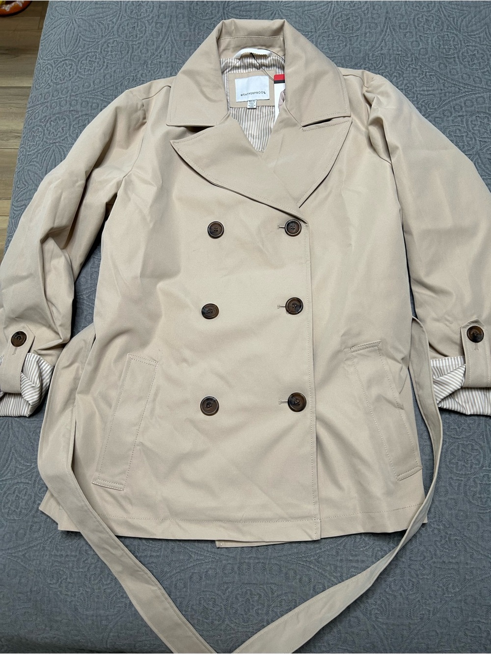 Weatherproof Beige Double-Breasted Trench Coat